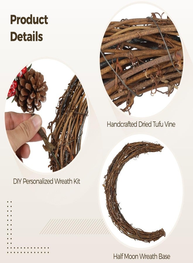 TIMCORR 3Pcs Christmas Moon Wreaths, 11.8 in Natural Crescent Rattan Grapevine Wreaths Base, Half Moon Shaped Vine Wreath for DIY Christmas Decoration, Wall Hanging, Home Decor Perfect for Crafting - Image 3